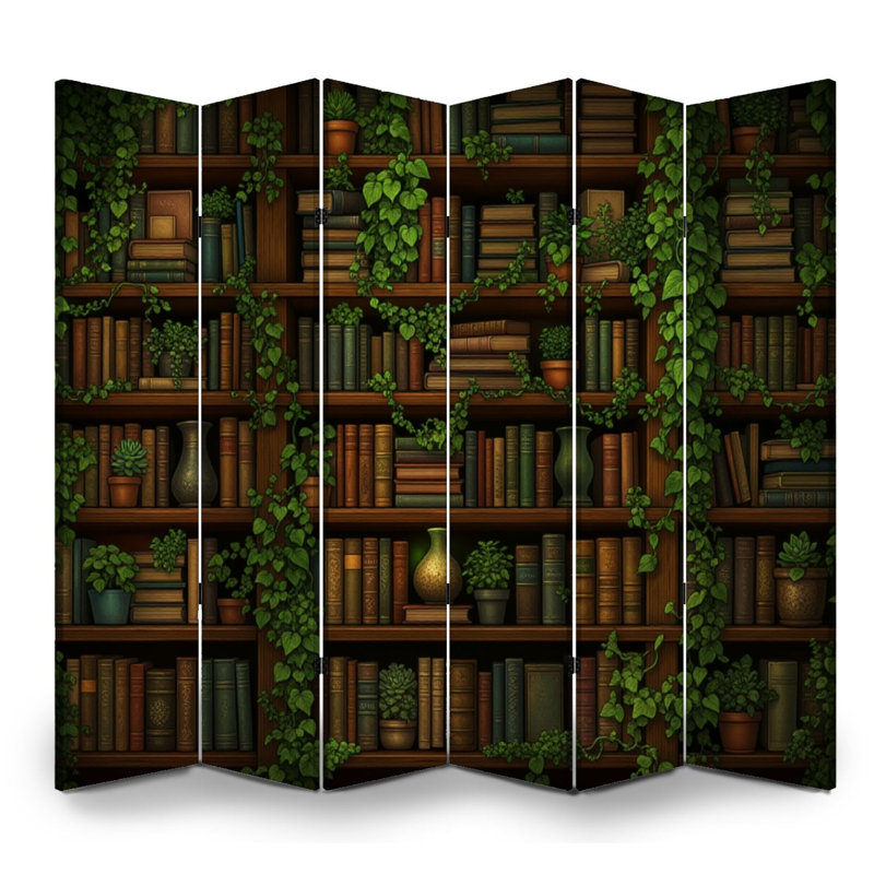 Cloison pliante à 6 panneaux avec bibliothèque et bibliothèque vintage vintage, Colour 18