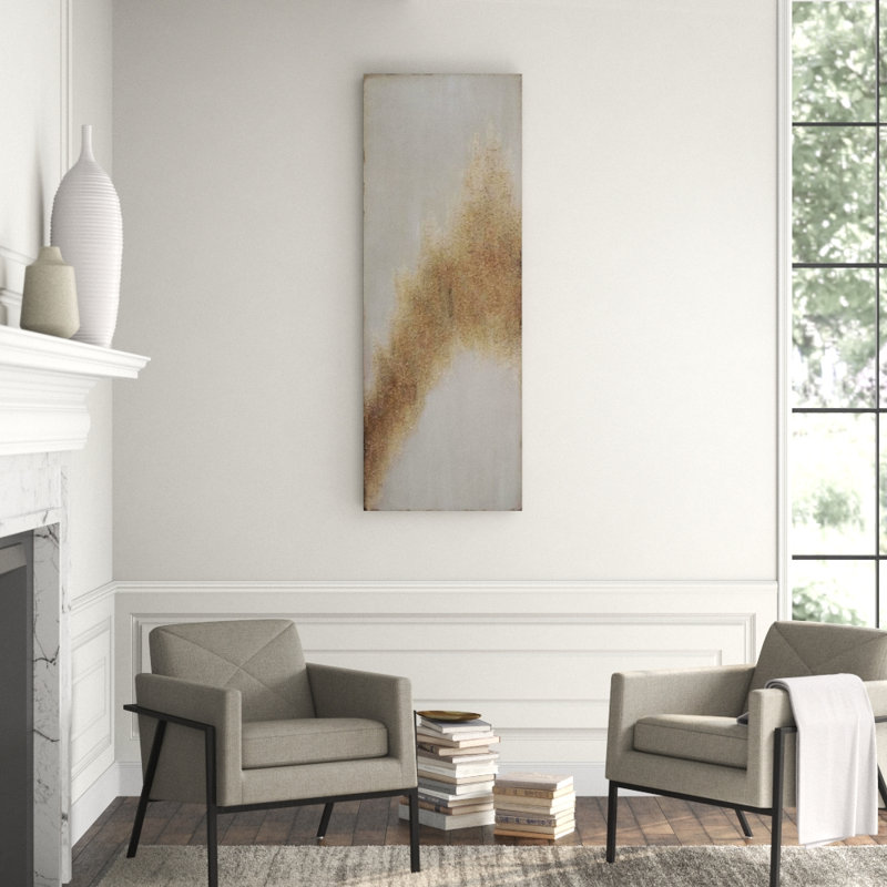 Golden Ferry Painting by Beverly Fuller, 66" H x 24" W x 1.5" D, Hand Painting Glass Coat with Glitter