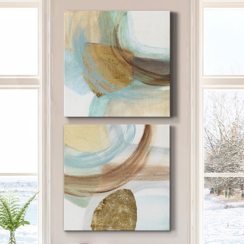 Blue Rythme I - Ensemble de 2 peintures sur toiles, H 10 po x l 10 po x P 1 po, Toile tendue