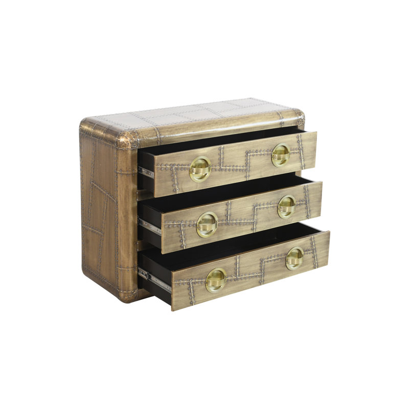 Commode 3 tiroirs Krusoe au fini laiton