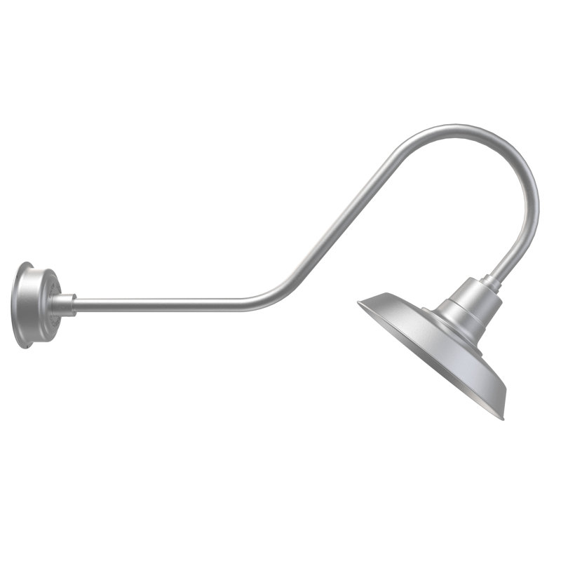 Luminaire de grange d’extérieur à del Haleigh, H 12 po x l 14 po x P 36 po, Argent galvanisé