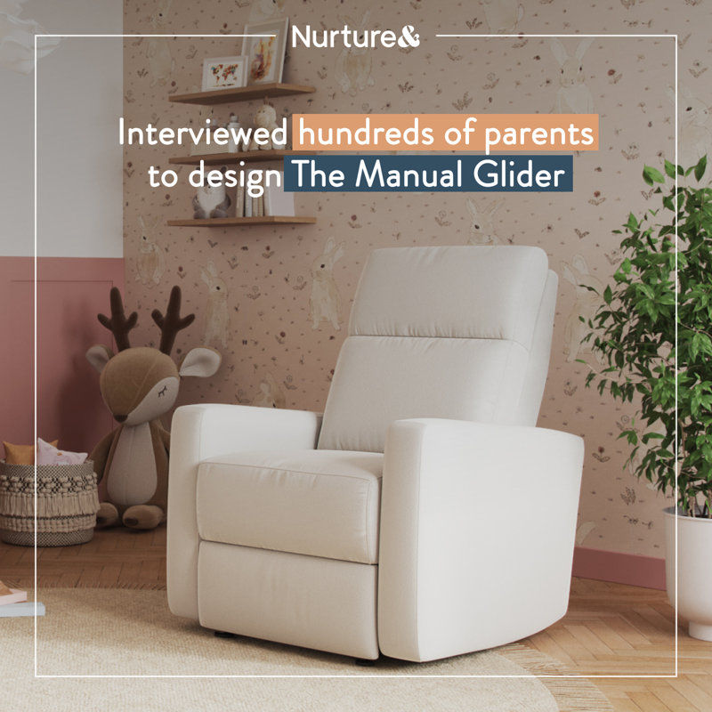Nurture& The Manual Premium Modern Recliner Nursery Glider Chair with Spill, Stain Proof Fabric, Ivory