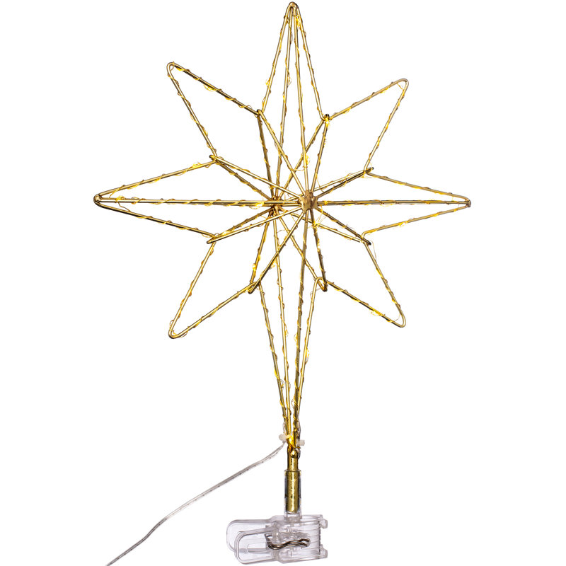 37cm Metal Astrology & Stars Lighted Tree Topper, Gold