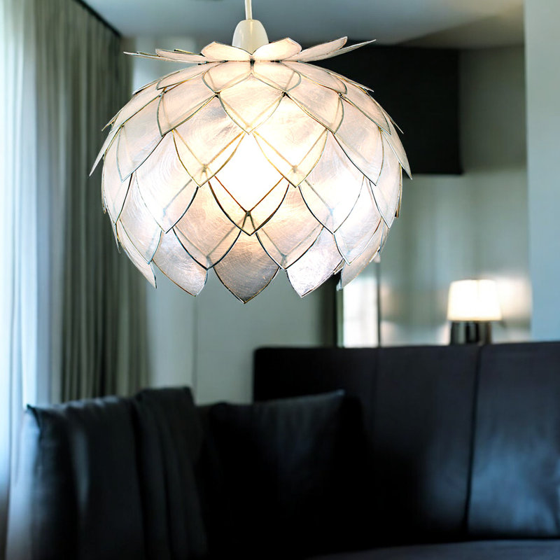 Sputnik 20cm H Shell / Capiz Novelty Pendant Shade ( Screw On ), Gold