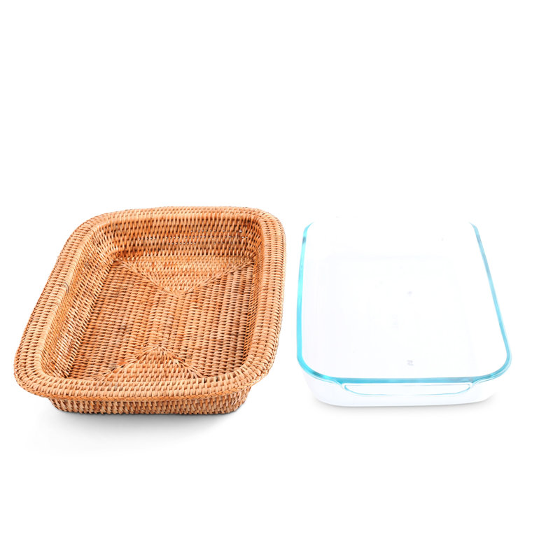 Rectangle Rattan Casserole Set