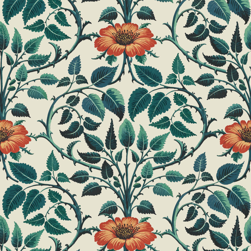 Papier peint botanique vert jardin émeraude, Emerald Green, Self-adhesive