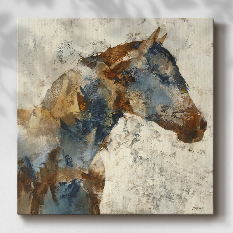 Portrait de cheval sur toile, H 40 po x l 40 po
