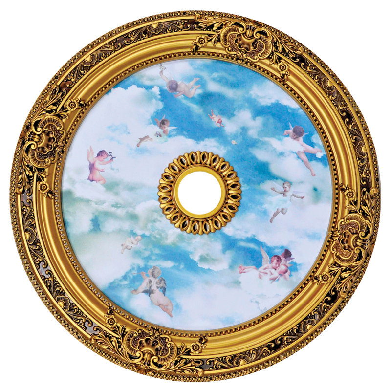 Angel Ceiling Medallion, Antique Gold