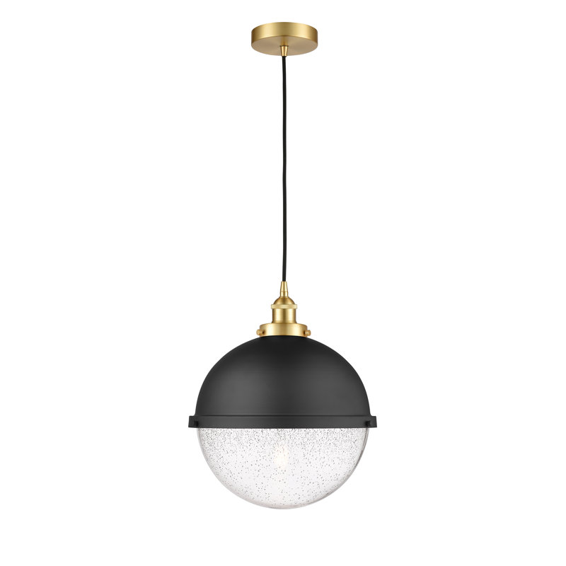 Luminaire suspendu simple à 1 lumière Laklyn, Laiton antique, H 16,5 po x l 13 po x P 13 po, Bullé