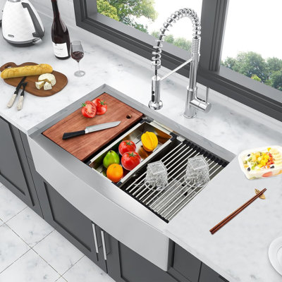 Belfry Kitchen 55.88mm W Single Bowl Stainless Steel Kitchen Sink