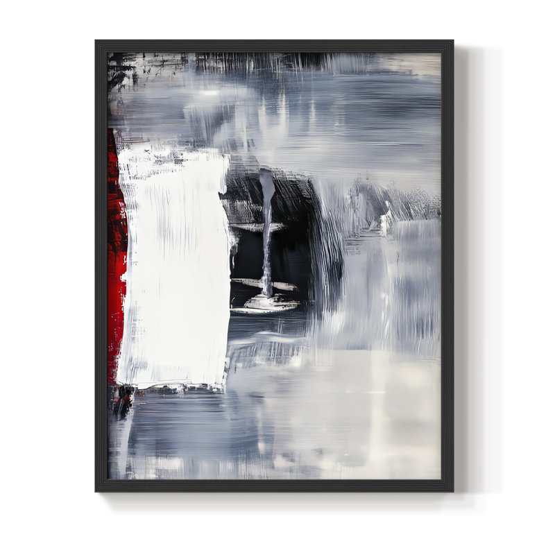 Abstrait, imprimé encadré - prêt à accrocher -, H 10 po x l 8 po, Noir