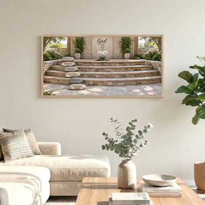 Stone Steps With Bible Verses And God Says You Are Garden Canvas Wall Art