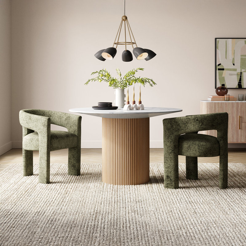 Darlington Chenille Upholstered Dining Arm Chair, Gwen Forest Microsuede