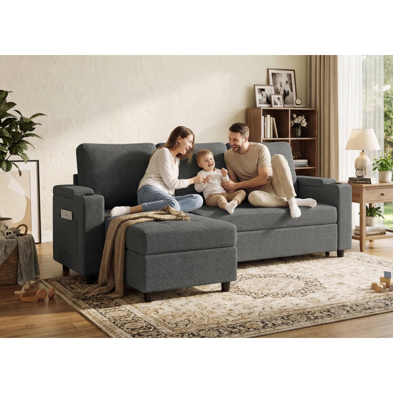 3 Seater Sofa Bed, Grey