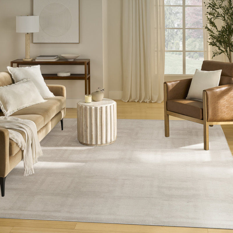 Ebern Designs Reimann Ivory Modern Indoor Rug, Rectangle 6' x 9'