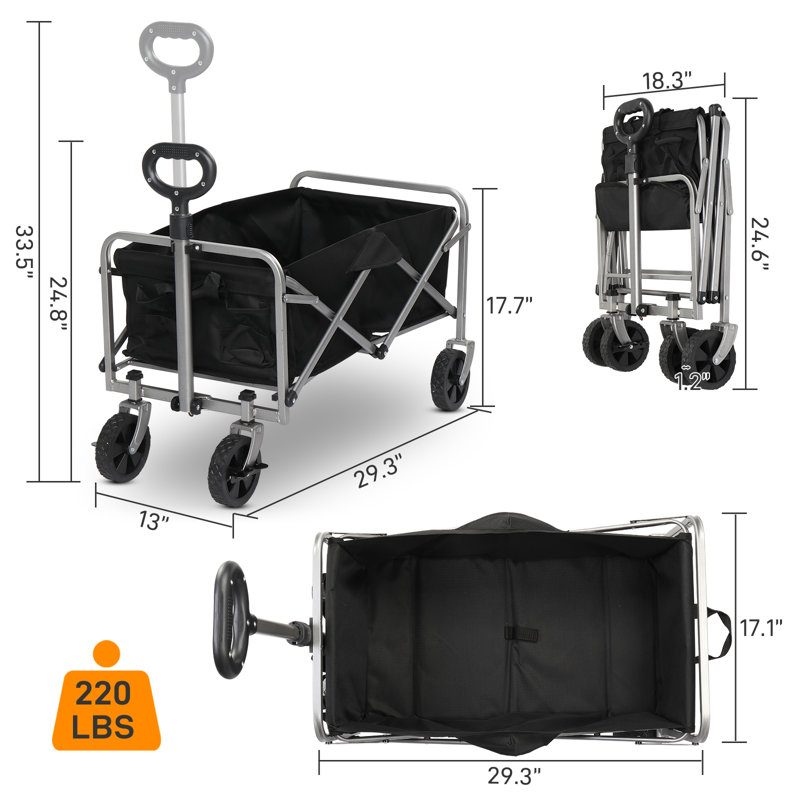 Chariot utilitaire portatif l 29,3 po, Noir / argenté