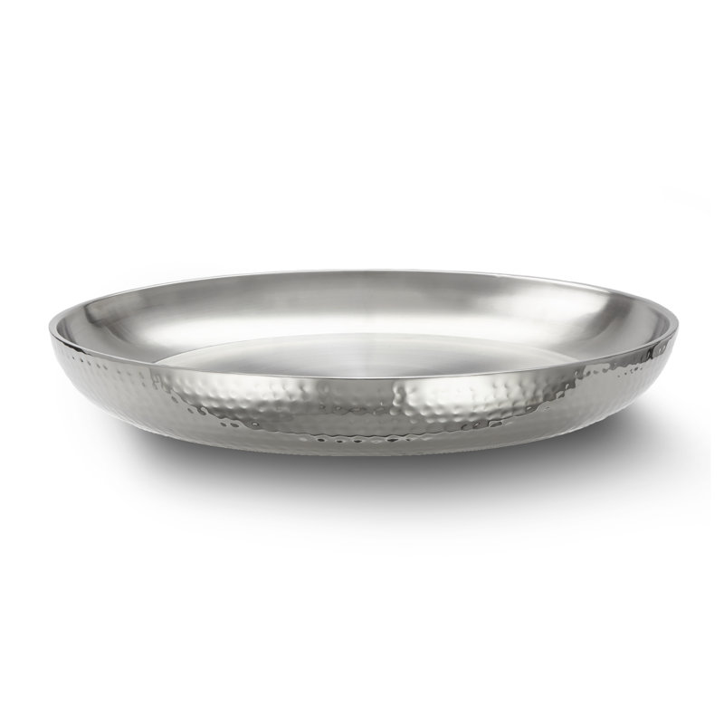 Hammered Stainless Steel Insulated Round Tray, 135 oz.