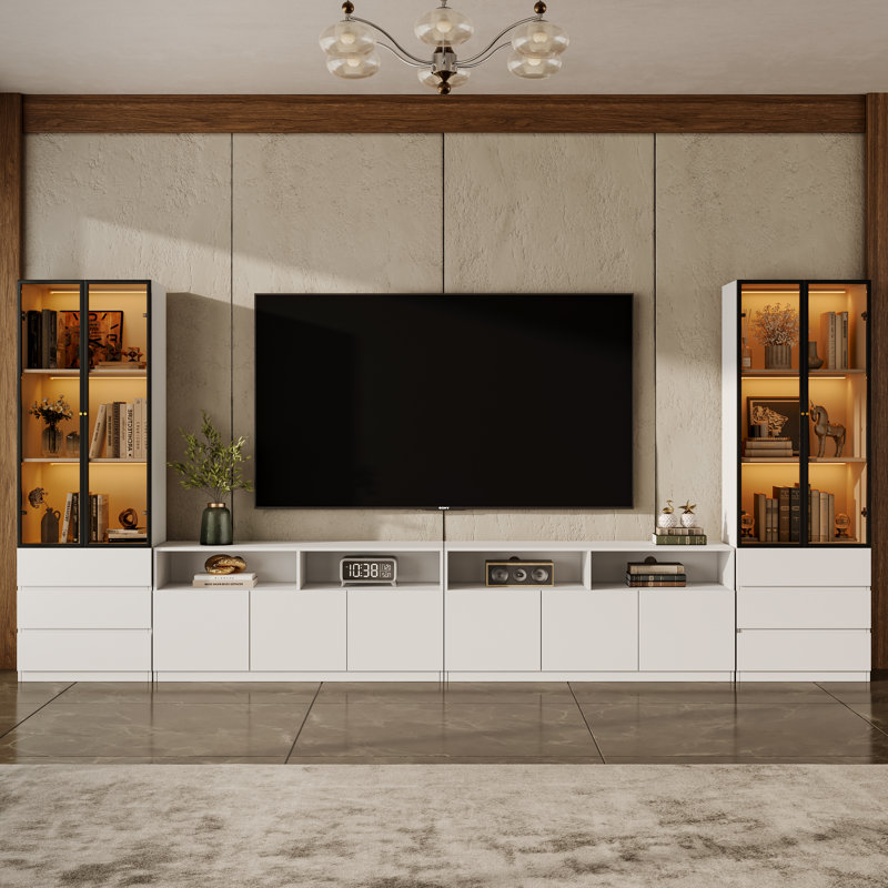 Meuble télé Crafton, H 70,9 po x l 141,7 po x P 15,7 po, Blanc
