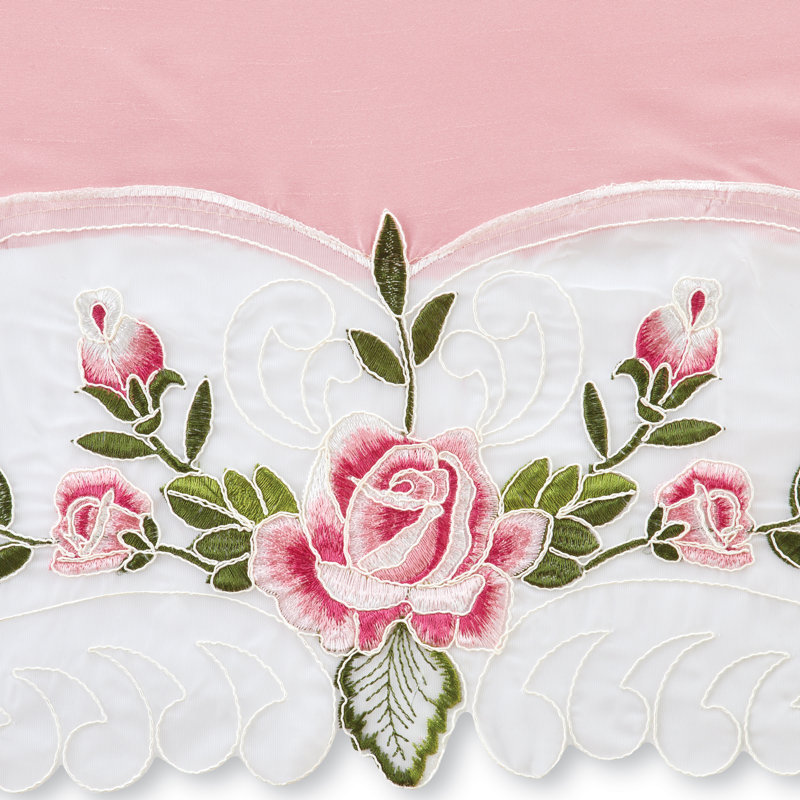 Rose Embroidered Sheer Polyester 36" Tier Curtains