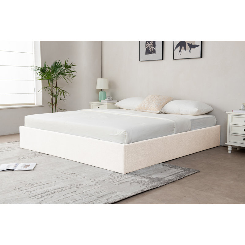Lit de rangement relevable Braud, Roi, Crème, crème