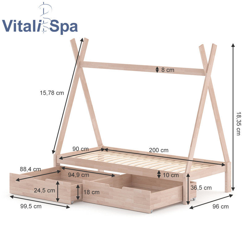Mallett Standard Tent Beds with Storage Included, Nature
