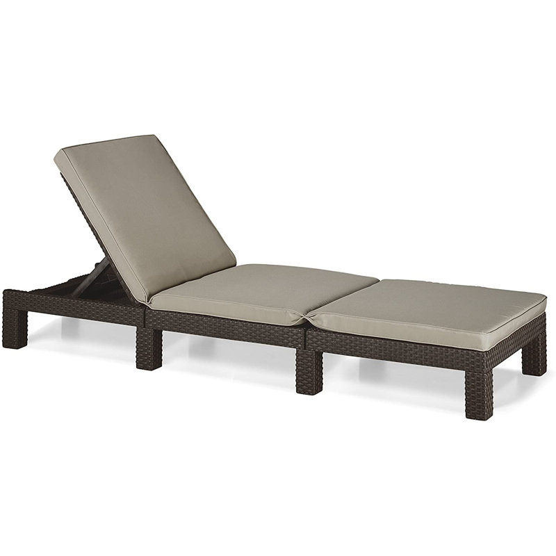 Reclining Sun Lounger with Cushion, Brown