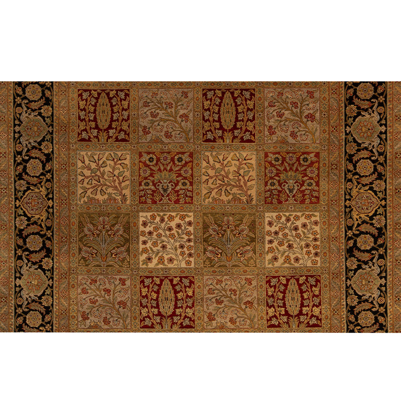 Tapis brun / beige / noir / rouge de haute qualité noué à la main