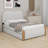 Upholstered Bed With Trundle Platform Bed Frame With Wood Supporting Feet-2075569653