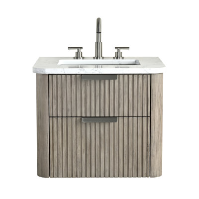 Liljan 24'' Wall-Mounted Single Bathroom Vanity with Engineered Stone Top
