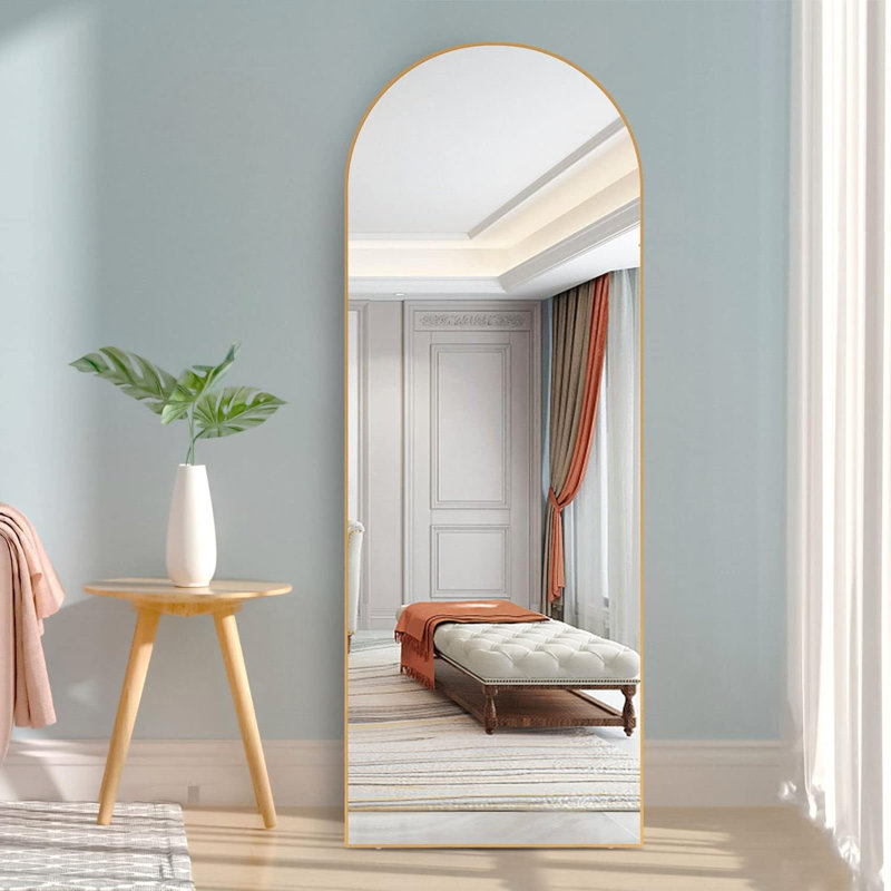 Miroir pleine grandeur en métal, Doré, 65 po x 22 po 