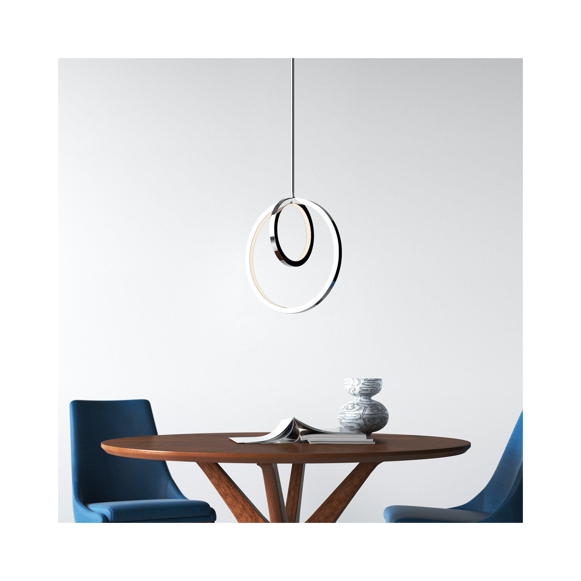 Saleigh 2 Light Metal Dimmable LED Pendant, Chrome