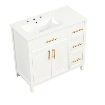 Meuble-lavabo de style moderne avec comptoir, meuble-lavabo avec deux portes et trois tiroirs
