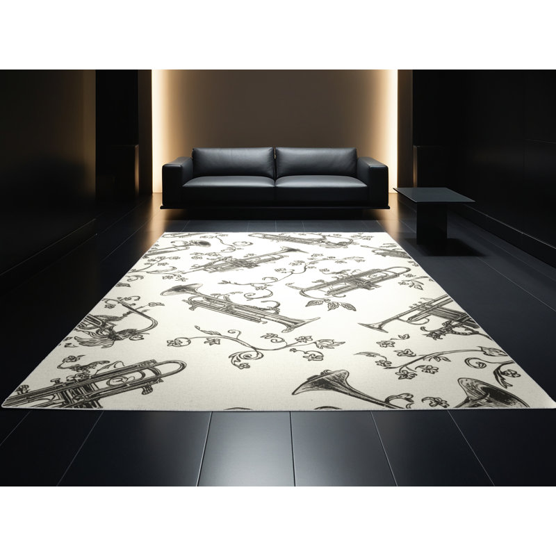 Tapis blanc délavé à la machine Osnat Trumpet Classic - reliure blanche, 8 x 10