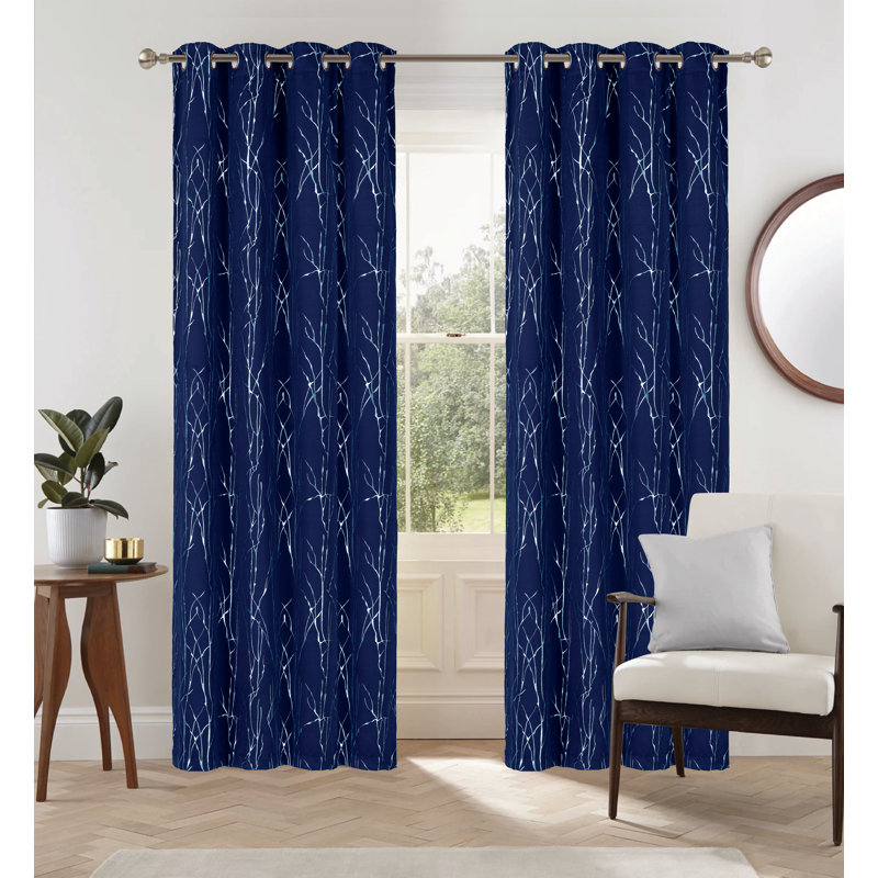 Panneau de rideau simple occultant et synthétique avec œillets, Bleu marine, L 54 po x L 90 po