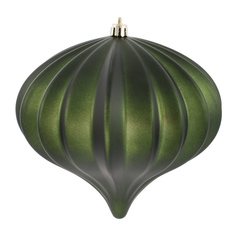 5.7" White Matte Onion Ornament UV, 3 Per Bag, Moss Green Matte