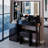 41 Inch Large Left Bedside Cabinet Vanity Table Set with Cushioned Stool, 2 AC+2 USB Power Station, Hair Dryer Stand, and Extra Large Touch Control LED Mirror-1026048619