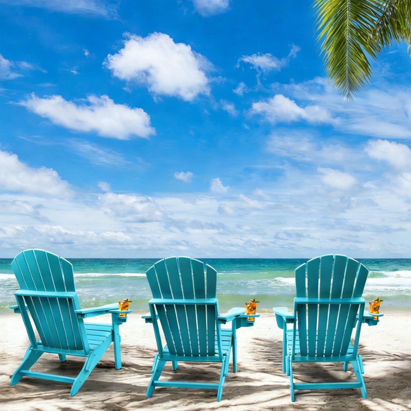 Foldable Outdoor Adirondack Chair, Aruba Blue