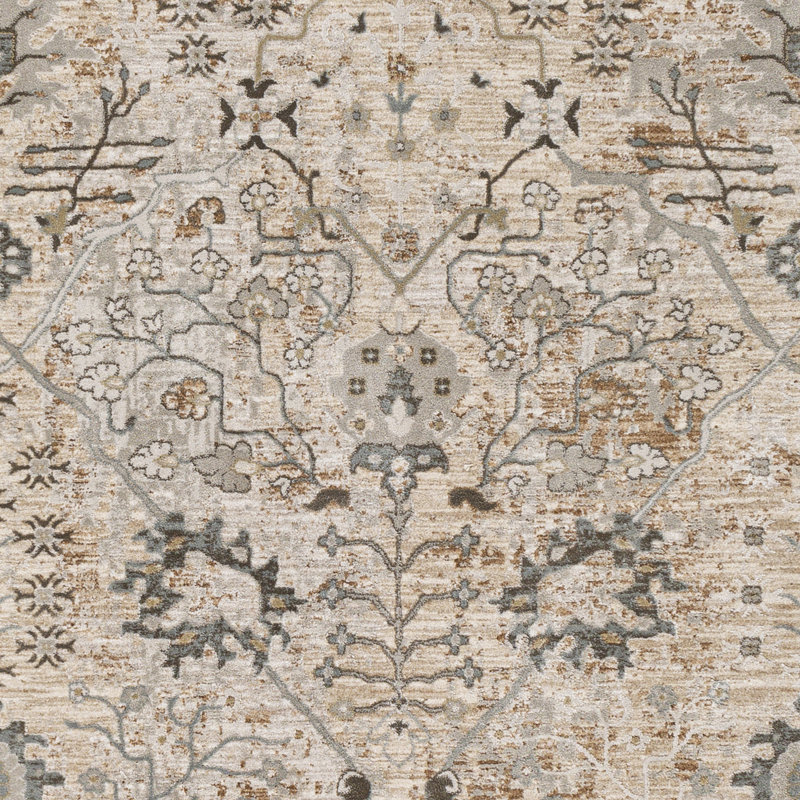 Tapis beige à motif floral Mitchelton, Rectangle 9 pi x 12 pi 2 po