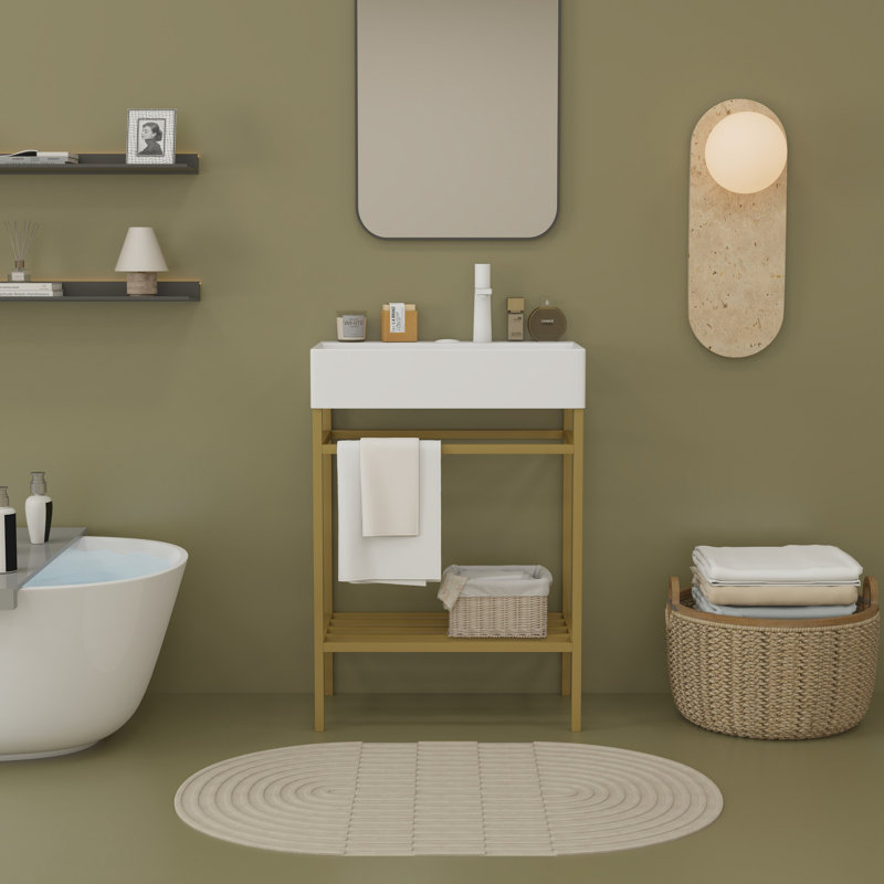Meuble-lavabo 24 po avec lavabo, Doré, Rouge