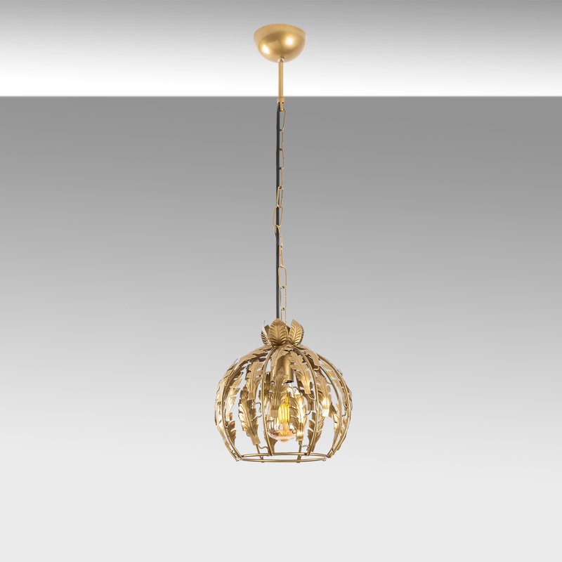 Luminaire suspendu sphère 1 lumière Mebane, Or