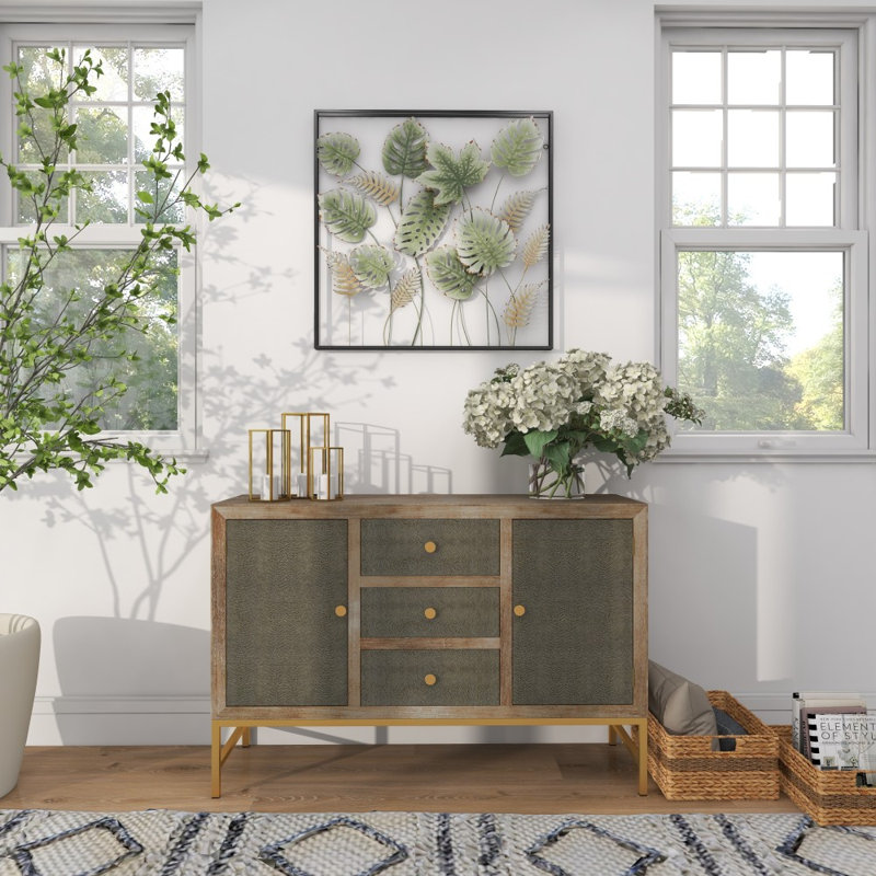 Metal Tall Cut-Out Leaf Green Wall Decor with Intricate Laser Cut Designs
