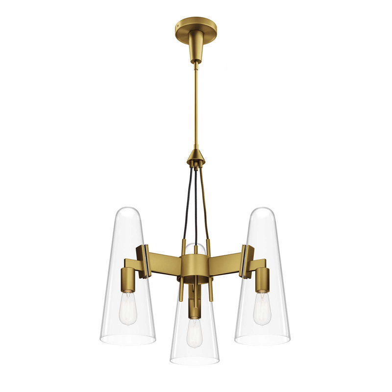 Beacon 21" Clear Satin Brass 3-Light LED Pendant for Indoor/Outdoor