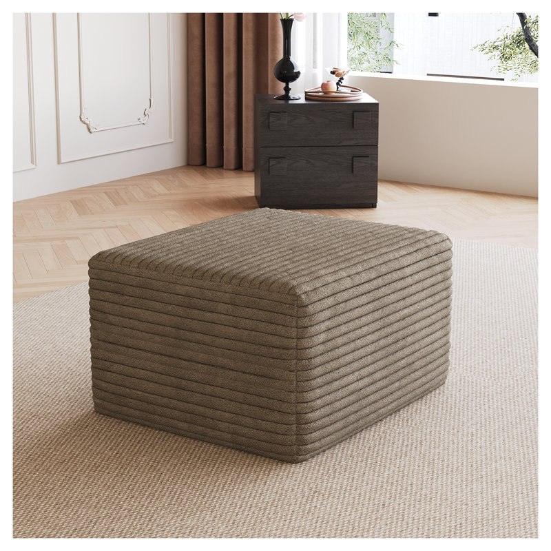 Repose-pieds en velours côtelé Camel, aucun assemblage requis, 25,6 po x 23,6 po, Tan