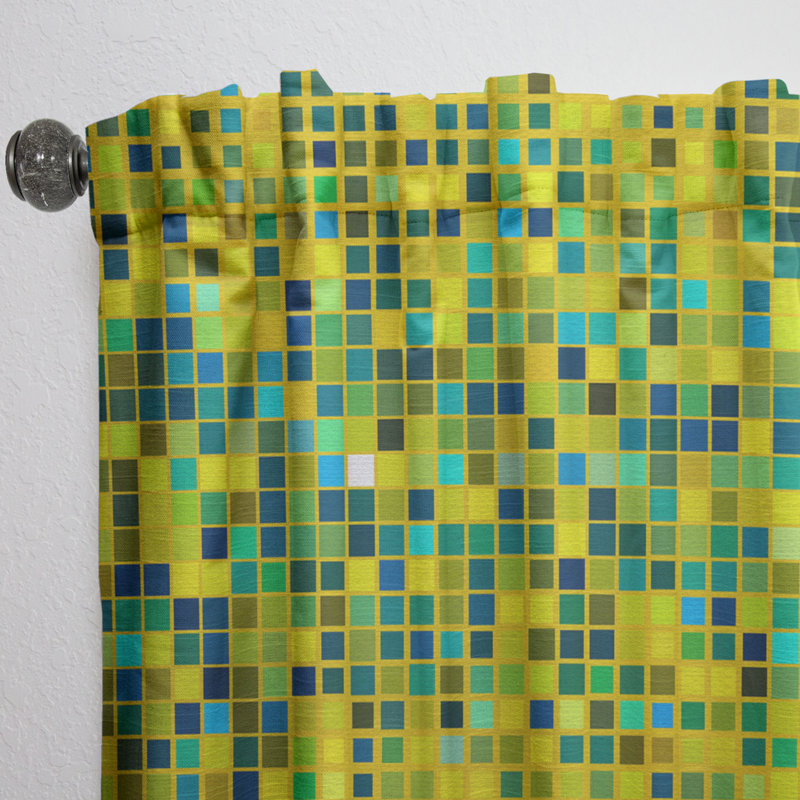 Cubes de Pixel bleu clair clair - Rideau à carreaux - Velours obscurcissant - 1 panneau