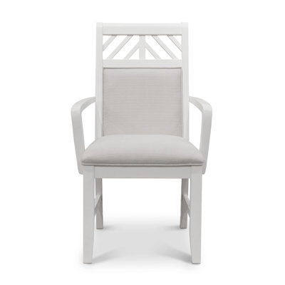 Bledsoe - Upholstered Dining Arm Chair - Set of 2 - Stark White Finish - Sand Upholstery