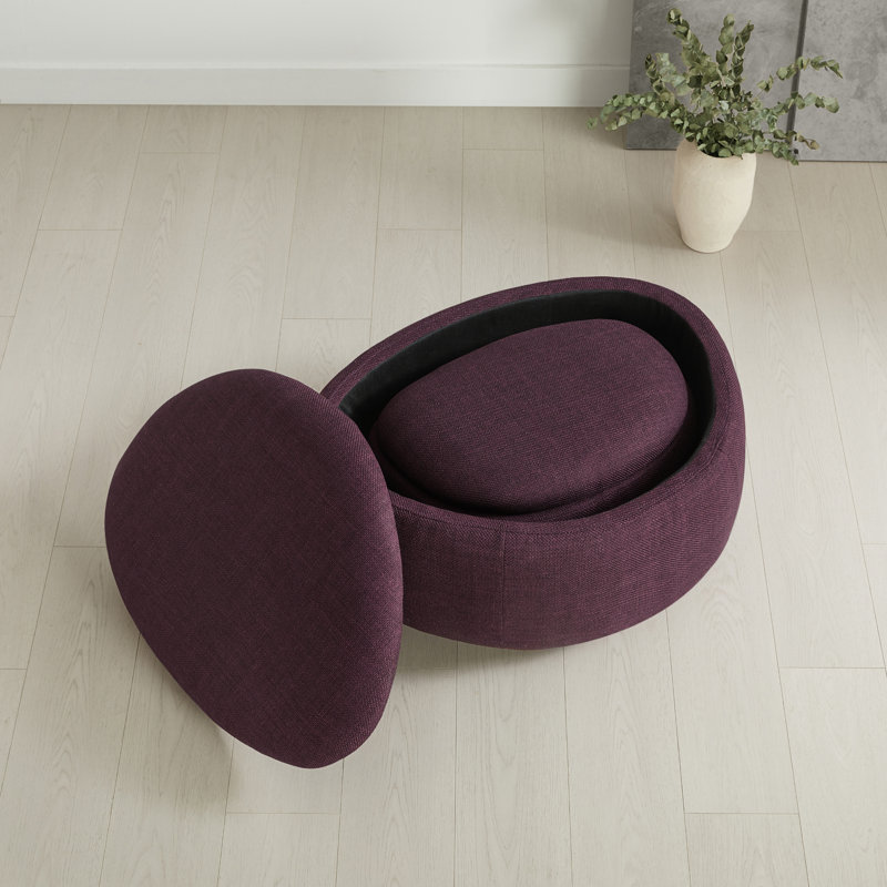 Hoya Oval Velvet Storage Ottoman (Set of 2) , Luna Merlot Textured