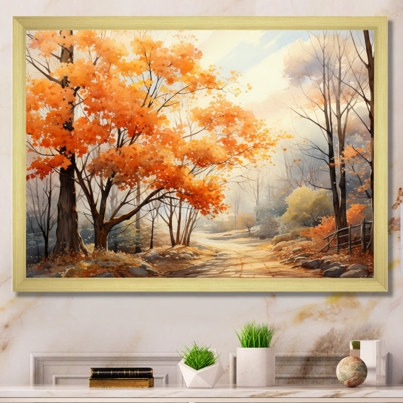 «Yellow Maple Tree Golden Canopy I», reproduction sur toile, H 16 po x l 32 po x P 1 po, Encadrement doré