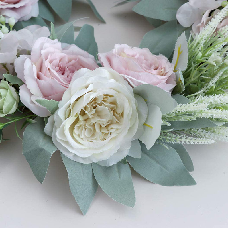 Couronne de rose artificielle 18 pouces pour votre porte d'entrée