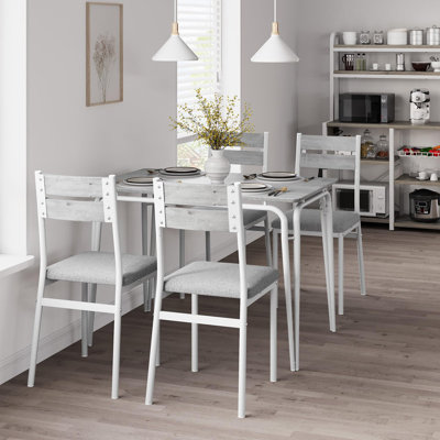 Ensemble de table de cuisine 4 places avec chaises rembourrées, ensemble de salle à manger pour petit espace avec structure en acier