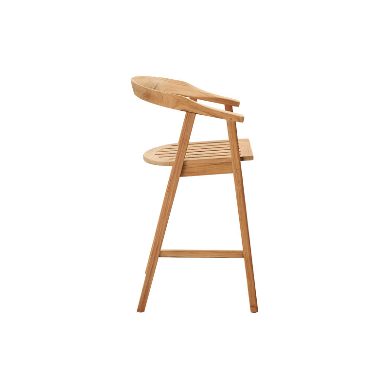 La Costa Teak Outdoor Barrel Back Bar Armchair, 36.5"